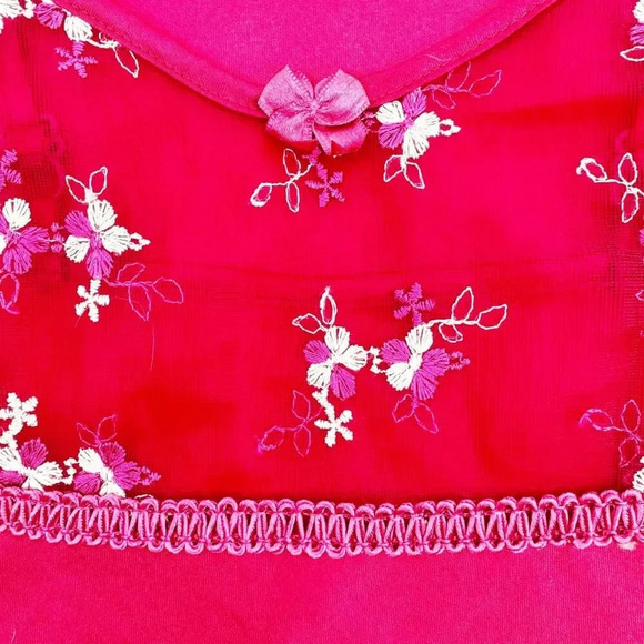 Valege Lingerie Babydoll Dress Womens Size M Pink Floral Embroidered Lace - Picture 6 of 6